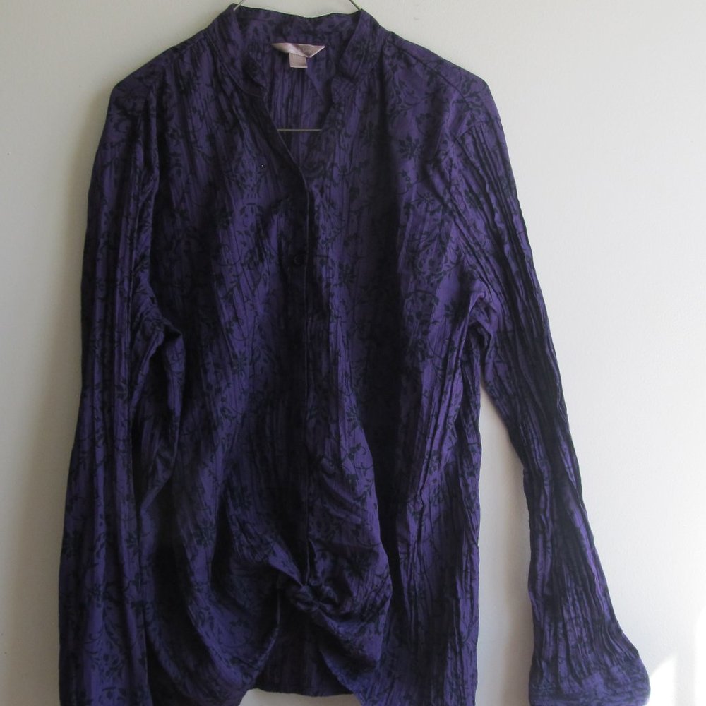Purple Long Sleeve Button Up Blouse
